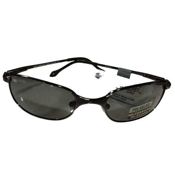 Fossil Polarized Black Metal Frame Sunglasses - New - Picture 2 of 4